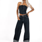 Raw Indigo Denim Cropped Bandeau - Liquor n Poker