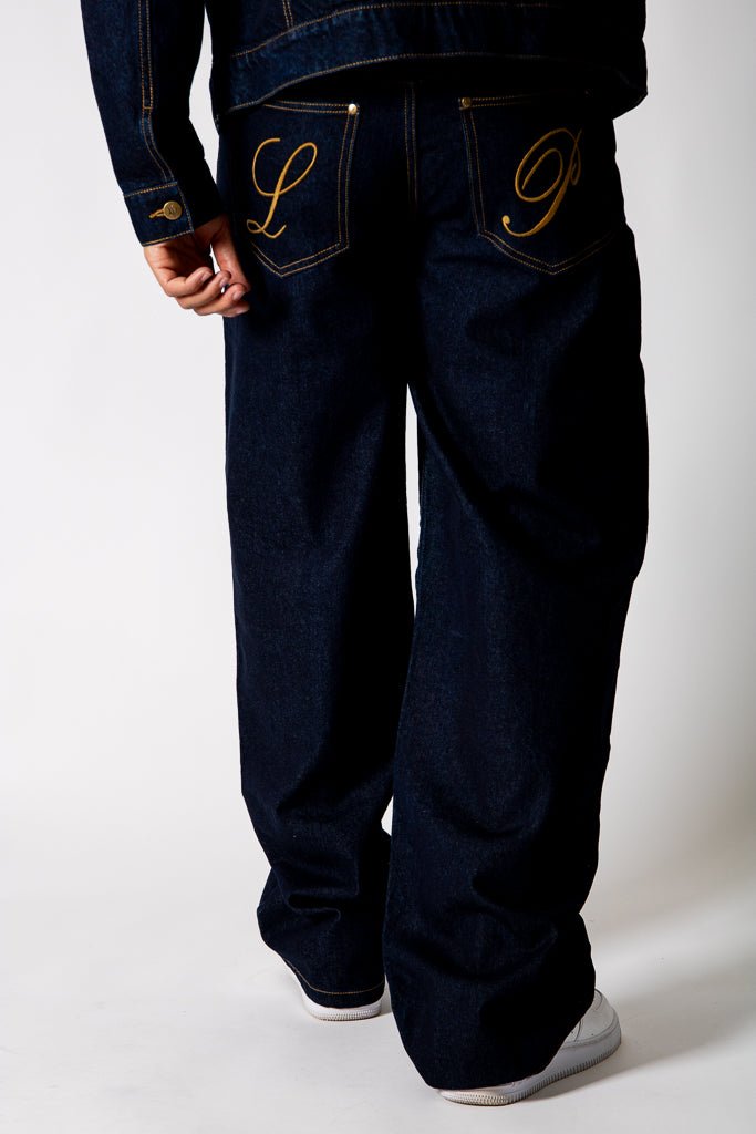 Raw Indigo Fireman Clasp Baggy Jeans - Liquor n Poker