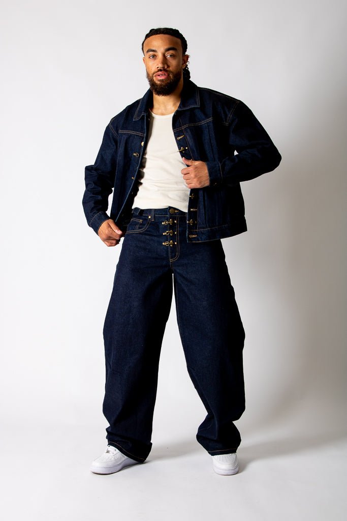 Raw Indigo Fireman Clasp Baggy Jeans - Liquor n Poker