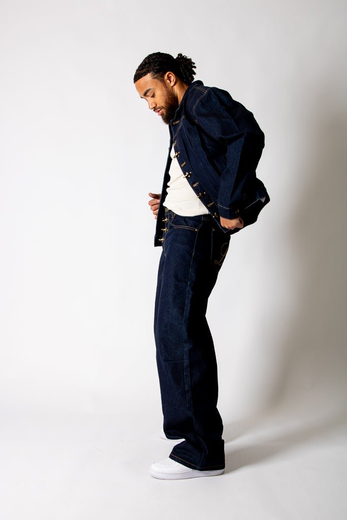 Raw Indigo Fireman Clasp Baggy Jeans - Liquor n Poker