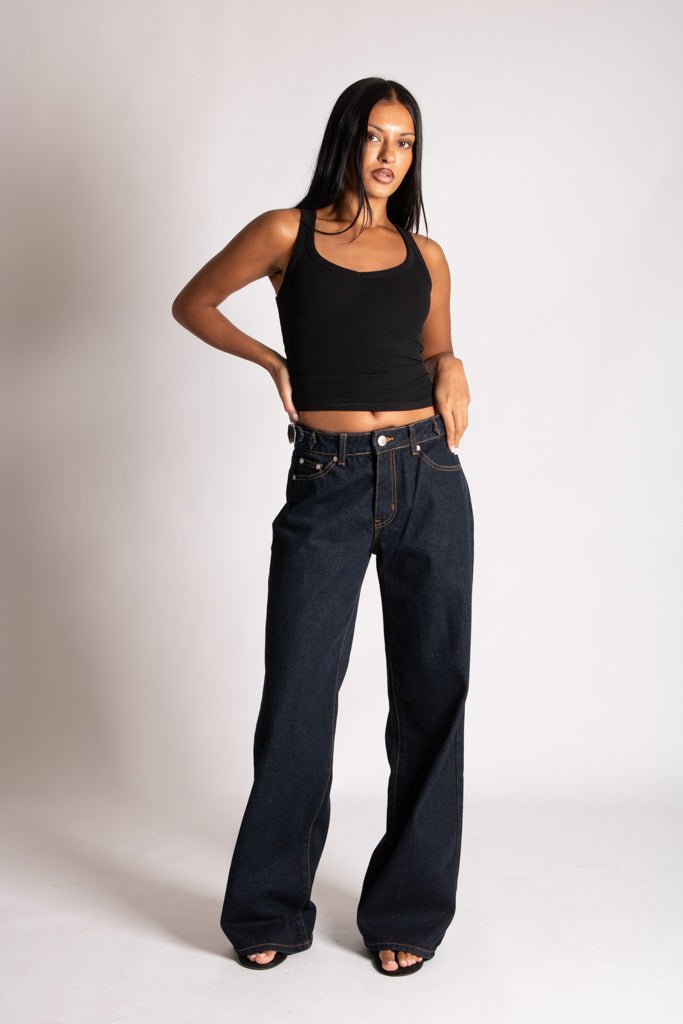 Raw Indigo Mid Rise Straight Leg Jeans (No Turn Up) - Liquor n Poker