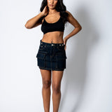 Raw Indigo Utility Denim Mini Skirt - Liquor n Poker