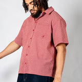 Red Boxy Micro Check Shirt - Liquor n Poker