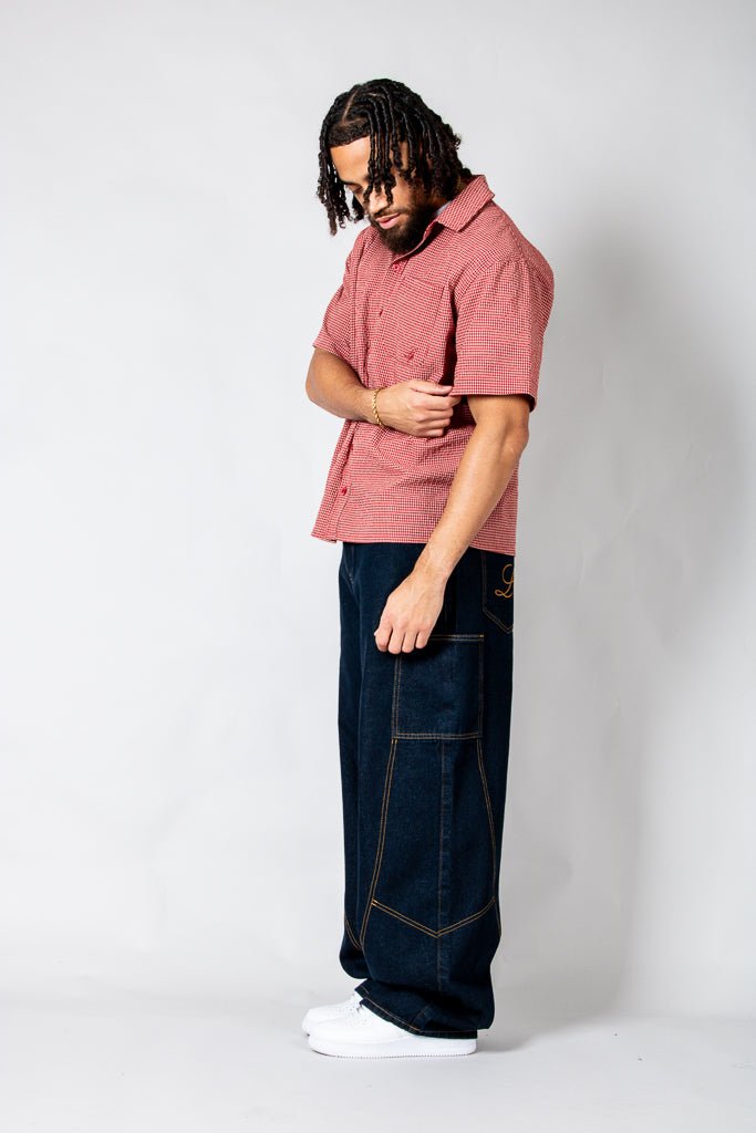 Red Boxy Micro Check Shirt - Liquor n Poker