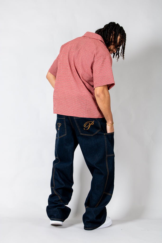 Red Boxy Micro Check Shirt - Liquor n Poker