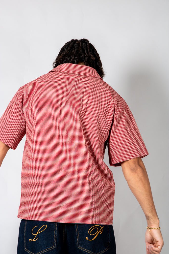 Red Boxy Micro Check Shirt - Liquor n Poker