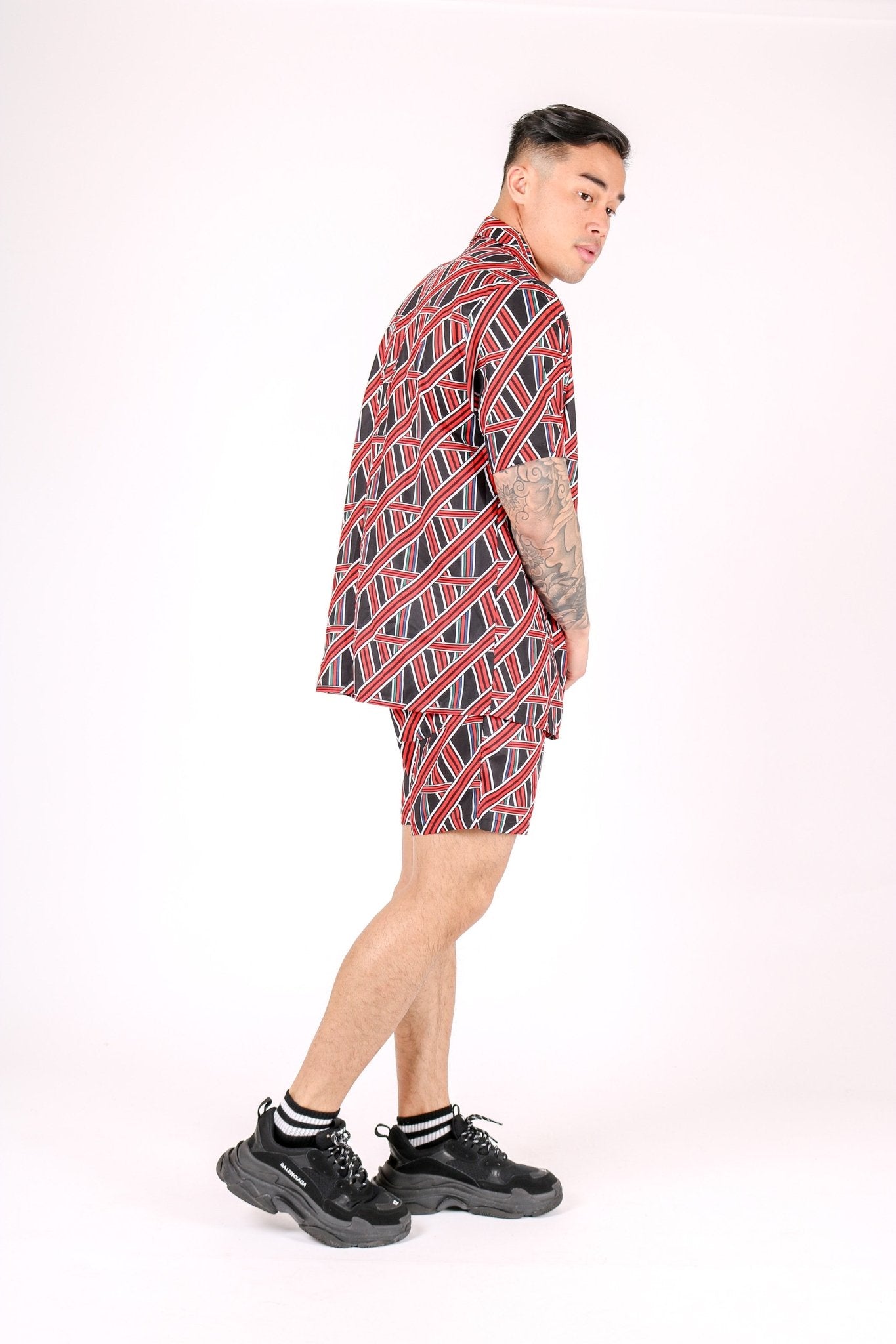 Red Geometric Revere Shirt - Liquor n Poker