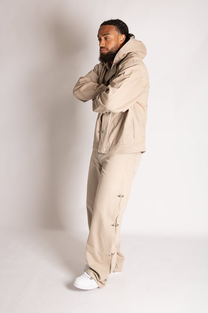Relaxed Baggy Fireman Clasp Jeans in Ecru - Liquor n Poker