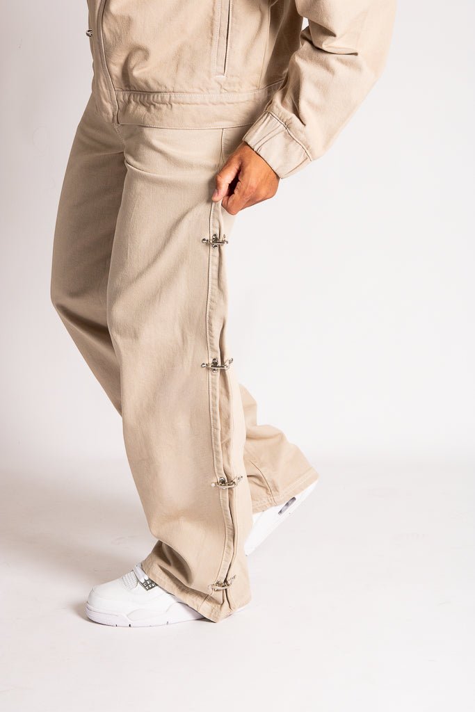 Relaxed Baggy Fireman Clasp Jeans in Ecru - Liquor n Poker