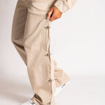 Relaxed Baggy Fireman Clasp Jeans in Ecru - Liquor n Poker