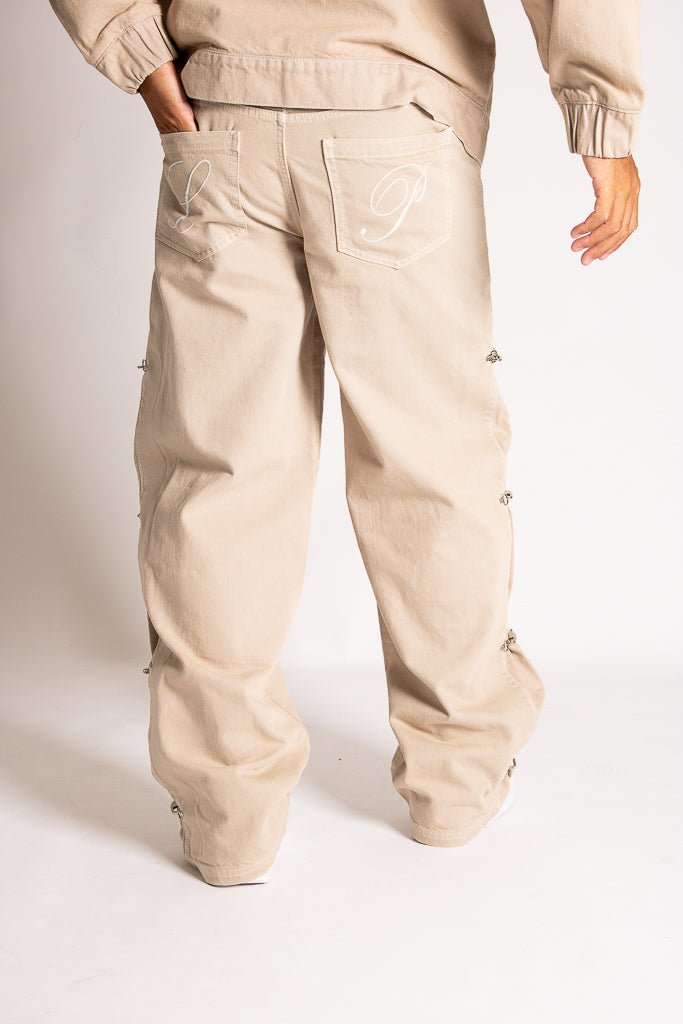 Relaxed Baggy Fireman Clasp Jeans in Ecru - Liquor n Poker