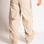 Relaxed Baggy Fireman Clasp Jeans in Ecru - Liquor n Poker