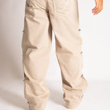 Relaxed Baggy Fireman Clasp Jeans in Ecru - Liquor n Poker