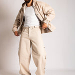 Relaxed Baggy Fireman Clasp Jeans in Ecru - Liquor n Poker