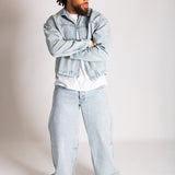 Relaxed Baggy Rhinestone Detail Jeans in Vintage Wash - Liquor n Poker