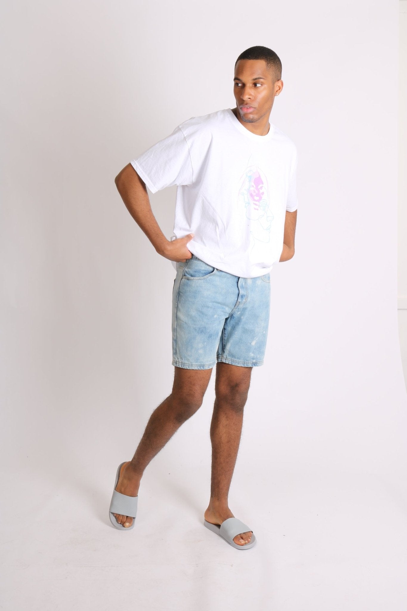 Relaxed Cloud Bleach Wash Denim Shorts - Liquor n Poker
