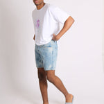 Relaxed Cloud Bleach Wash Denim Shorts - Liquor n Poker