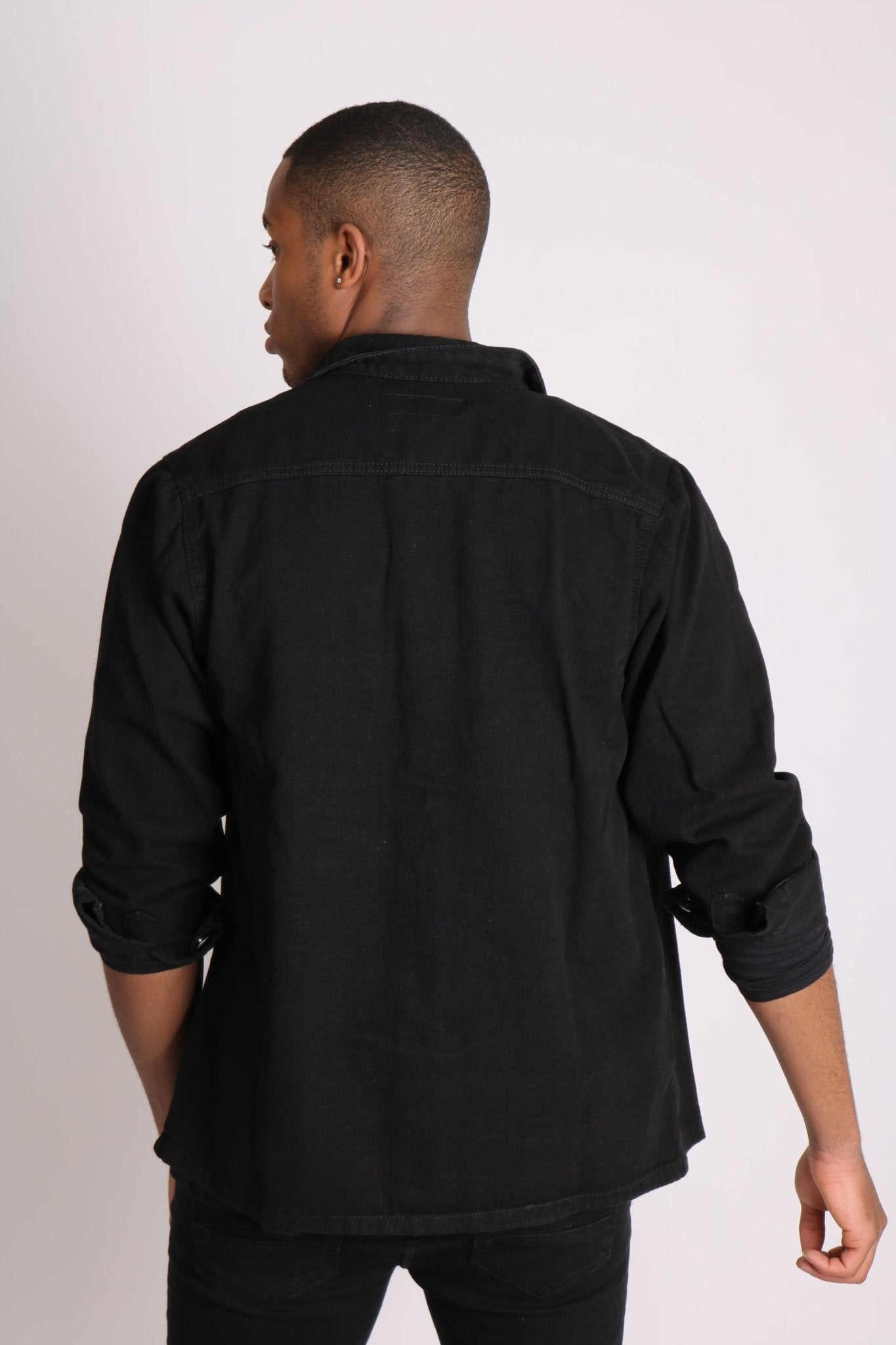 Relaxed Denim Worker Shirt In Black - Liquor n Poker
