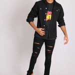 Relaxed Denim Worker Shirt In Black - Liquor n Poker
