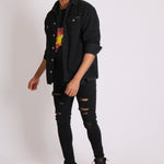 Relaxed Denim Worker Shirt In Black - Liquor n Poker