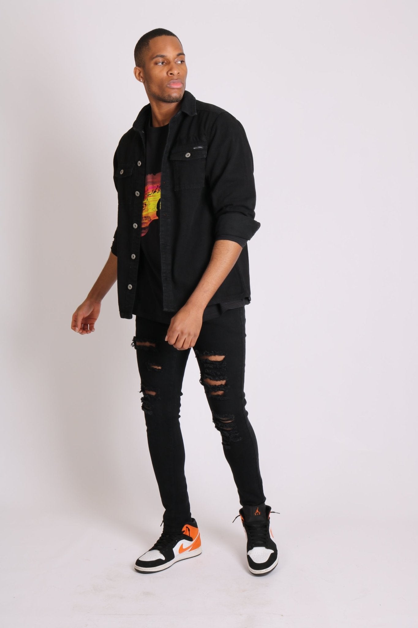 Relaxed Denim Worker Shirt In Black - Liquor n Poker