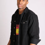 Relaxed Denim Worker Shirt In Black - Liquor n Poker