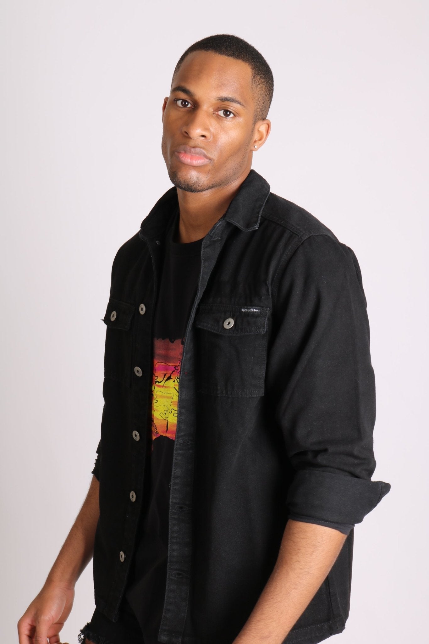 Relaxed Denim Worker Shirt In Black - Liquor n Poker