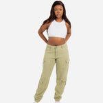 Relaxed Fit Cargo Trouser In Khaki Twill Denim - Liquor n Poker