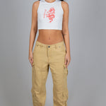 Relaxed Fit Cargo Trousers In Tan Twill Denim - Liquor n Poker