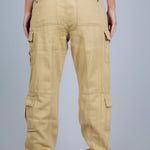 Relaxed Fit Cargo Trousers In Tan Twill Denim - Liquor n Poker