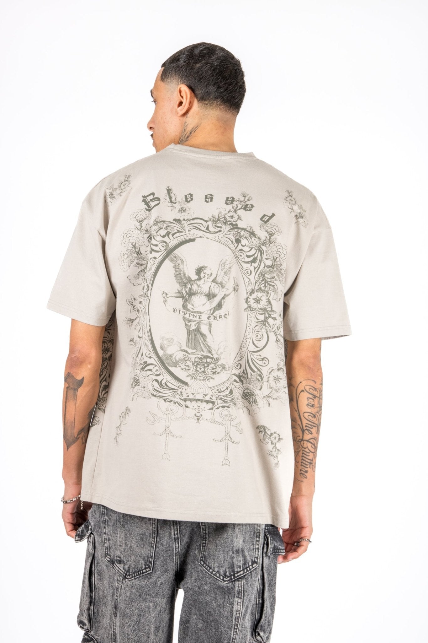 Relaxed Fit Royal Emblem Back Printed Beige T-Shirt - Liquor n Poker