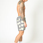 Relaxed Fit Shorts In Lime Black With Geo Stripe - Liquor n Poker