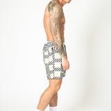 Relaxed Fit Shorts In Lime Black With Geo Stripe - Liquor n Poker
