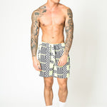 Relaxed Fit Shorts In Lime Black With Geo Stripe - Liquor n Poker
