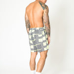 Relaxed Fit Shorts In Lime Black With Geo Stripe - Liquor n Poker