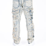 Relaxed Stacked Distressed Denim Jeans - Liquor n Poker