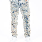 Relaxed Stacked Distressed Denim Jeans - Liquor n Poker