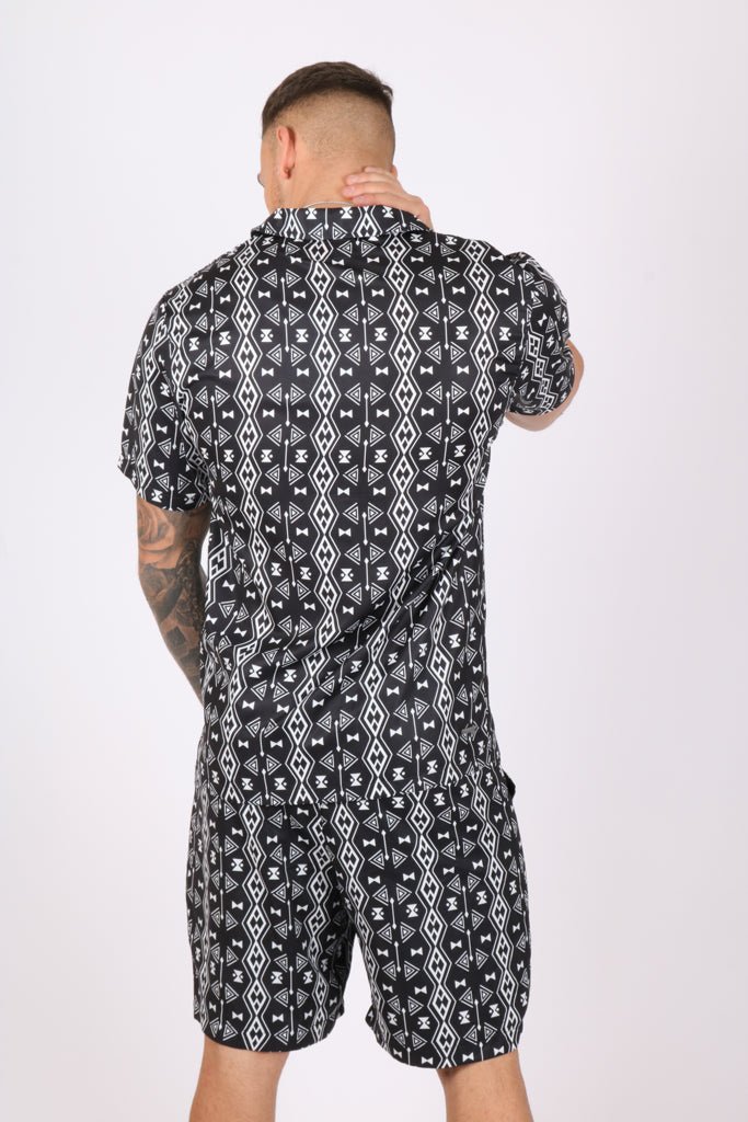 Retro Aztec Black & White Shirt - Liquor n Poker