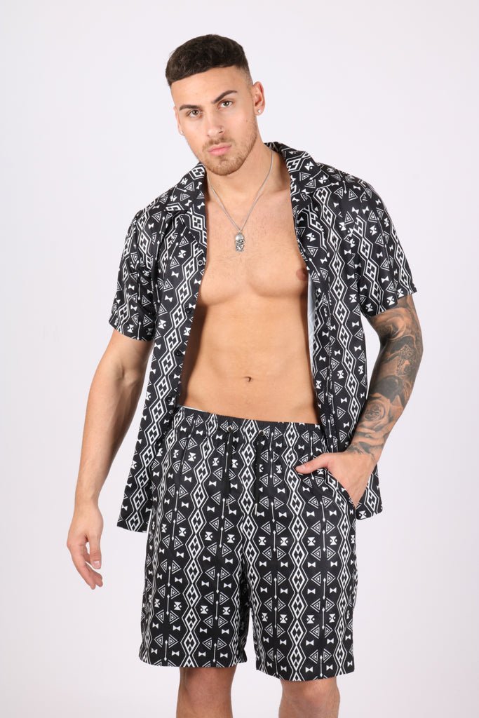 Retro Aztec Black & White Shirt - Liquor n Poker