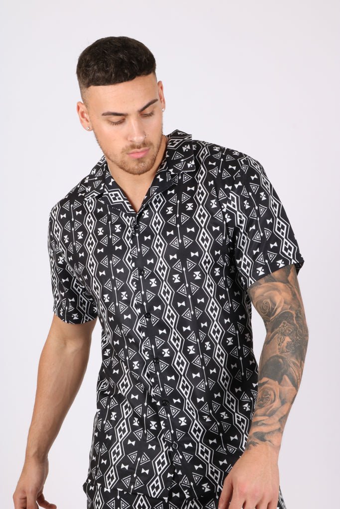 Retro Aztec Black & White Shirt - Liquor n Poker