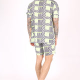 Revere Collar Shirt In Geometric Lime Print - Liquor n Poker