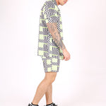 Revere Collar Shirt In Geometric Lime Print - Liquor n Poker
