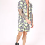 Revere Collar Shirt In Geometric Lime Print - Liquor n Poker