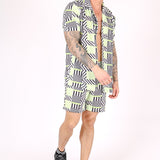 Revere Collar Shirt In Geometric Lime Print - Liquor n Poker