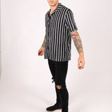 Revere Shirt Black White Fine Pin Stripe Oversized Relaxed Shirt - Liquor n Poker