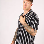 Revere Shirt Black White Fine Pin Stripe Oversized Relaxed Shirt - Liquor n Poker