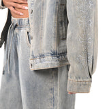 Rhinestone Embellished Denim Boyfriend Fit Denim Jacket - Liquor n Poker