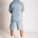 Rhinestone Embellished Denim Jorts - Liquor n Poker