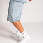 Rhinestone Embellished Denim Jorts - Liquor n Poker