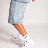 Rhinestone Embellished Denim Jorts - Liquor n Poker